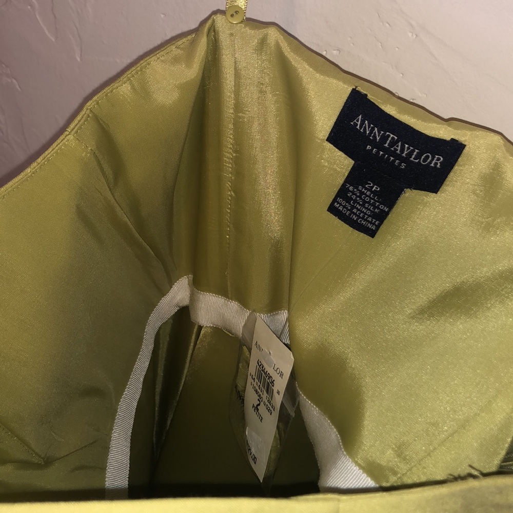 NWT ANN TAYLOR Petites yellow/green Strapless Dress 2P Formal - Picture 6 of 6